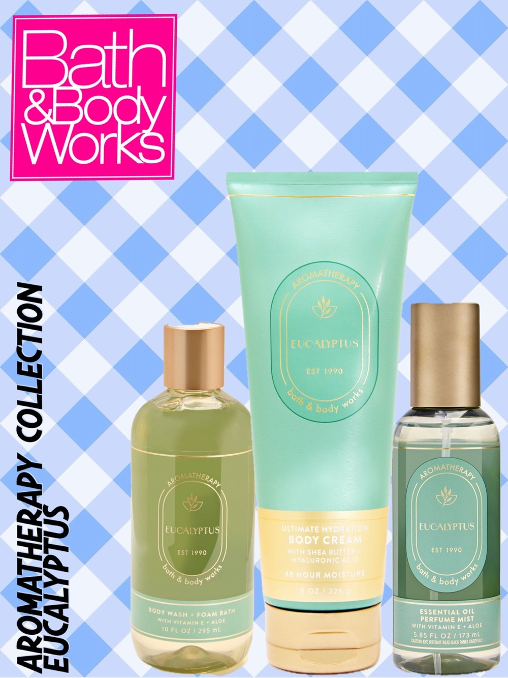BATH & BODY WORKS 3pc  Bundle - EUCALYPTUS